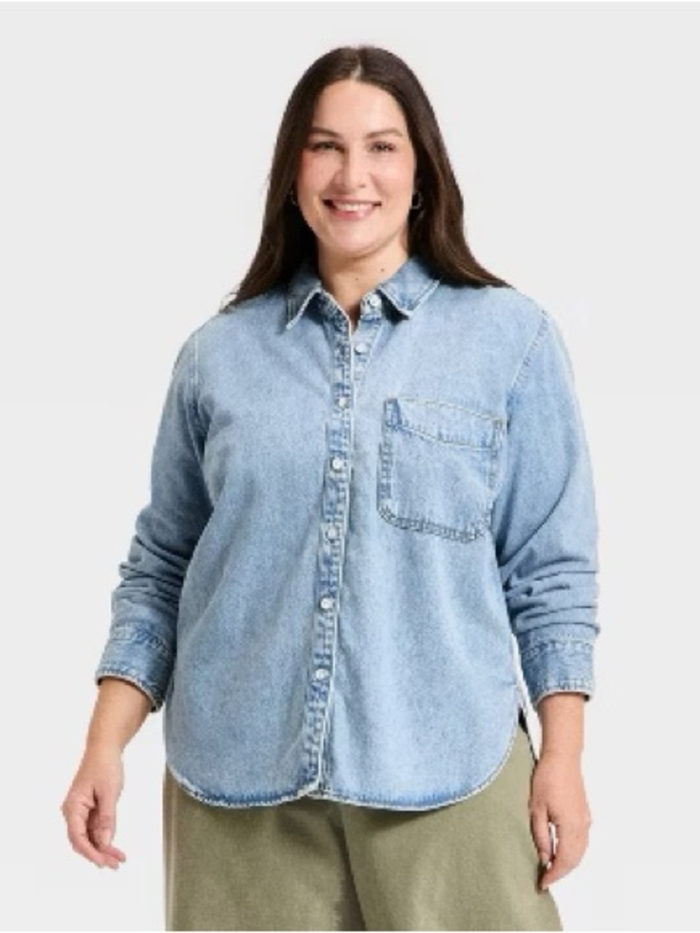 Universal Thread Light Blue Denim Button-Down Shirt
